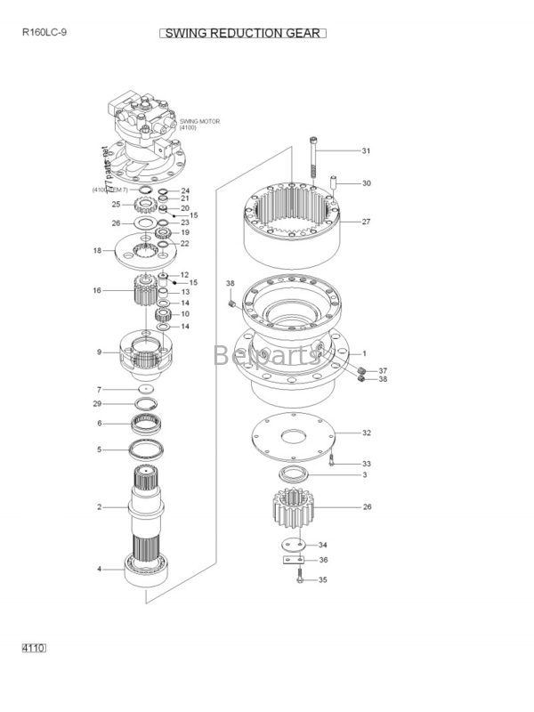 হুন্ডাইয়ের জন্য ছোট খননকারী R160LC-9 R210LC-9 সুইং রিডাকশন অ্যাসি 31Q6-10140 সুইং গিয়ারবক্স