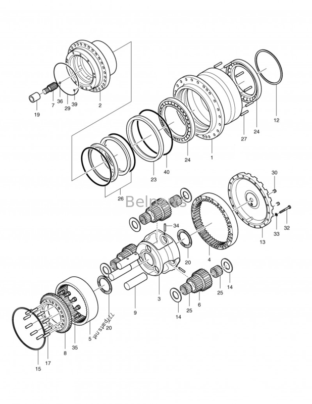 DX255LC এক্সকাভেটর ট্রাভেলিং মোটর K1011413A ট্রাভেল মোটর হাইড্রোলিক ফর ডুসান