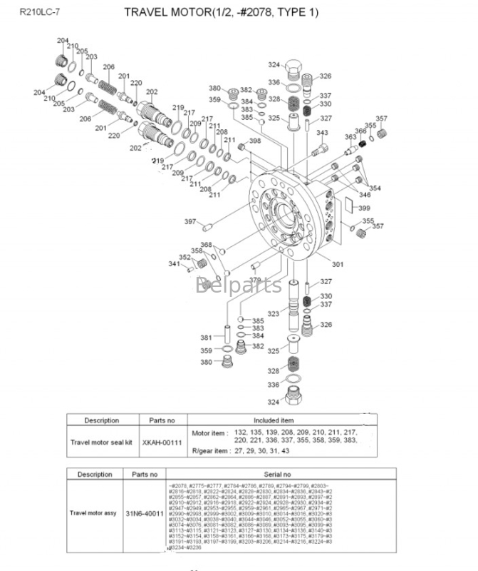 হুন্ডাই 210 Lc7 R210 Lc-7 R210lc-7 ট্র্যাভেল মোটর বিয়ারিং 31N6-40010 এর বেলপার্টস এক্সকাভেটর ফাইনাল ড্রাইভ