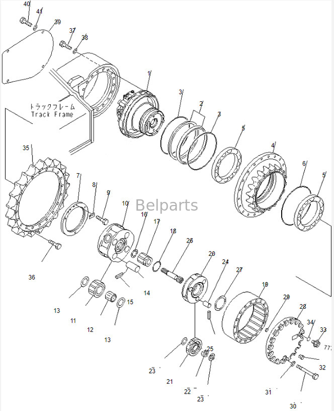 বেলপার্টস এক্সকাভেটর Pc220-6 ফাইনাল ড্রাইভ 708-8F-00121 ট্র্যাভেল মোটর অ্যাসি