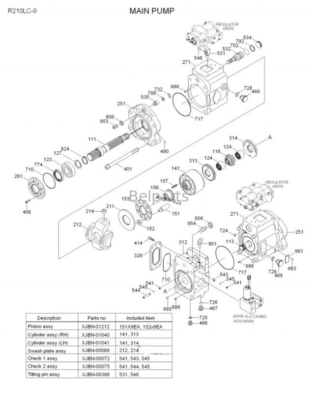 খননকারী প্রধান পাম্প R210LC-9 R220LC-9 R235LC-9 হাইড্রোলিক পাম্প 31Q6-10010