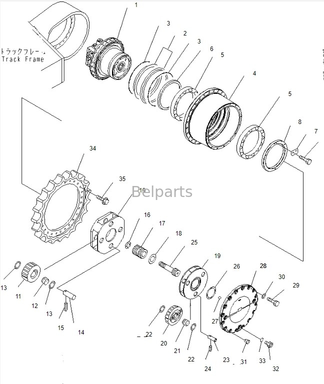 বেল পার্টস এক্সক্যাভেটর ট্রাভেল মোটর Assy For Komatsu PC450-8 ফাইনাল ড্রাইভ Assy 208-27-00243 208-27-00243 208-27-00312