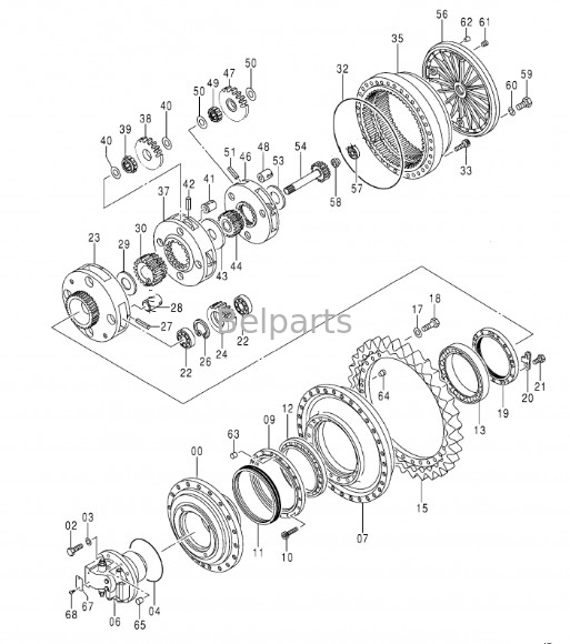 EX1200-6 হিটাচি 9270013 বেল পার্টস এক্সক্যাভেটর ভ্রমণ মোটর assy 9301479 ফাইনাল ড্রাইভ Assy
