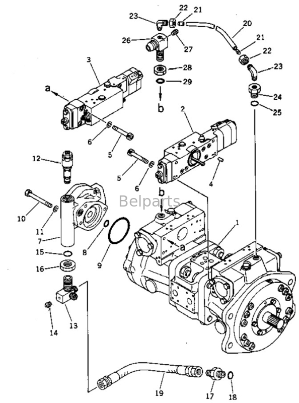 বেল পার্টস এক্সক্যাভেটর প্রধান পাম্প PC75UU-1 PC75UU-2 হাইড্রোলিক পাম্প 708-21-02023 708-21-02022 708-21-02021 21W-60-22111