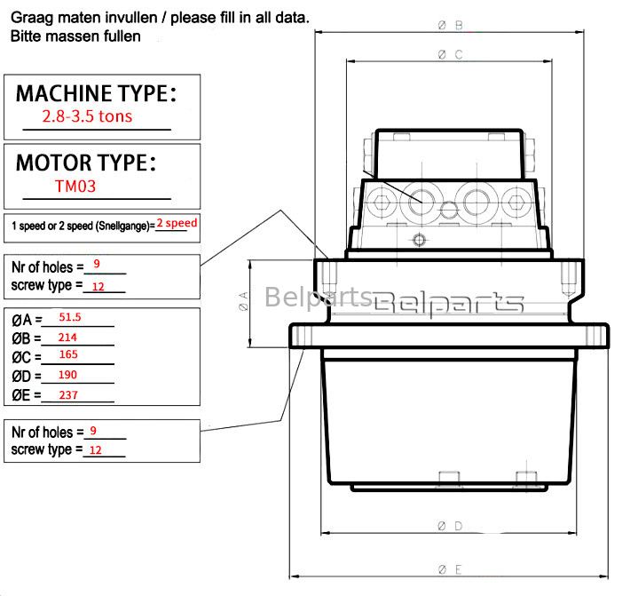 IHI28N IHI25VX IHI25NX IHI30NX Bobcat325 EC25 ফাইনাল ড্রাইভ For TM03 Excavator Parts