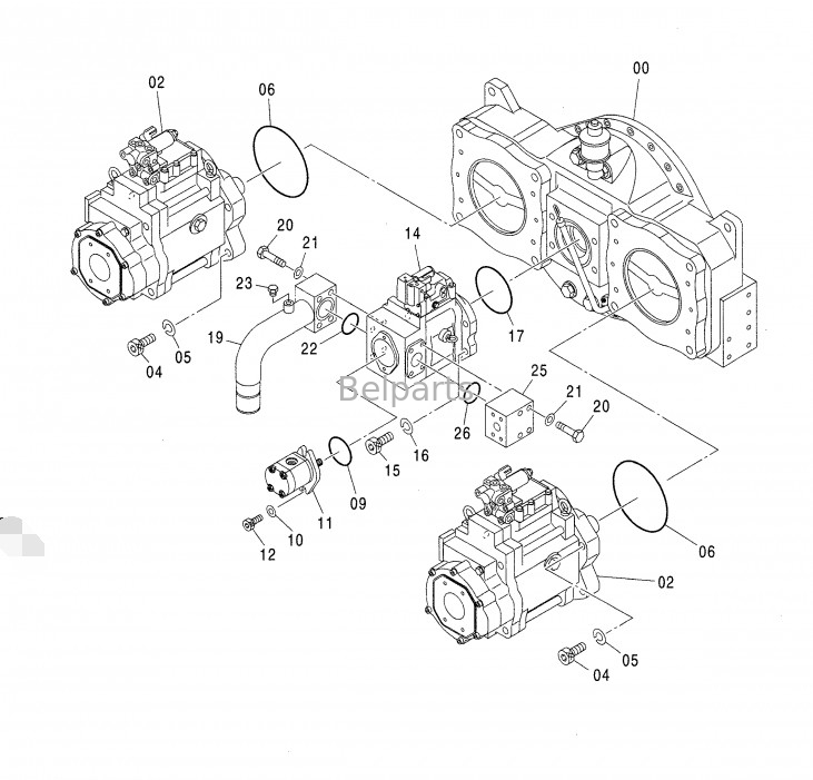 Excavator Spare Parts ZX850-3 ZX650-3 4635645 K3V280 এর জন্য হাইড্রোলিক পাম্প সমাবেশ