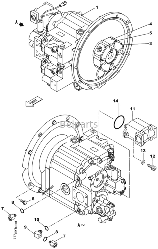 Belparts CX210B KRJ17131 খননকারী প্রধান পাম্প KRJ6199 K3V112DP-XDPR-9Y00 খনির সাইটের জন্য