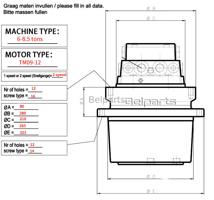 বেল পার্টস এক্সকাভেটর DH290LC-V স্টিভিং হ্রাস 2101-1025G 2101-1025E 2101-1025H Doosan এক্সকাভেটর স্টিভিং গিয়ারবক্স