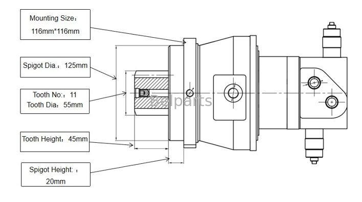 ZX16-3 ZX17U-2 ZX17UNA-2 ZX18-3 Hitachi Excavator Spare Parts 4654366 রোটারি ডিভাইসের জন্য সুইং মোটর