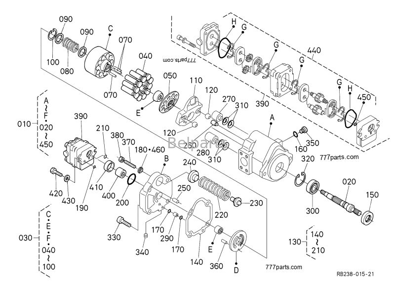 হাইড্রোলিক পাম্প Kubota U17-3 KX41-3 KX018-4 মিনি এক্সকাভেটর যন্ত্রাংশ PVD-00B-15P-5G3-4982A প্রধান পিস্টন পাম্প RB238-61112	RB238-61110 RG138-61110 RG138-61114 RG138-61113