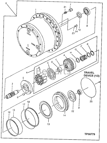 John Deere 160LC ফাইনাল ড্রাইভ এক্সকাভেটর পার্ট AT183684 AT218124 4359799 4359799EX হাইড্রোলিক ট্র্যাভেল মোটর রিডুসার