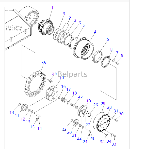 208-27-00411 208-27-00421 KOMATSU PC390LC-10 PC400-7 PC400LC-7 PC450-7 PC450LC-7 PC450-8 PC450LC-8 হ্রাস সহ এক্সকাভেটর ট্র্যাক মোটর এর জন্য চূড়ান্ত ড্রাইভ