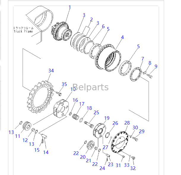 208-27-00311 208-27-00312 KOMATSU PC400-7 PC400-8 PC450-7 PC450-8 LC এক্সক্যাভেটর ট্রাভেল ট্র্যাক মোটর রিডুসার সহ চূড়ান্ত ড্রাইভ