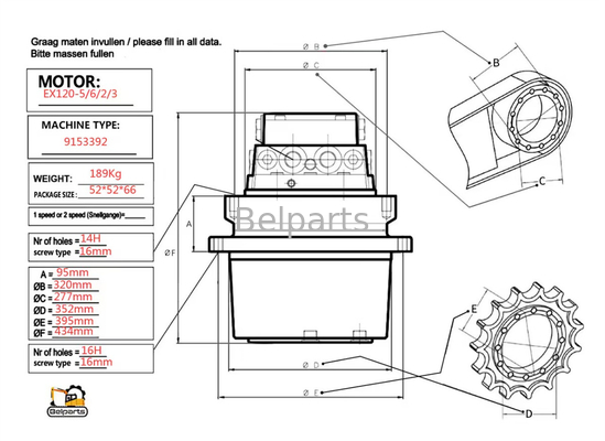 এক্সক্যাভেটর খুচরা যন্ত্রাংশ EX120-5 EX120-6 EX120-2 EX120-3 ফাইনাল ড্রাইভ 9150030 হিটাচির জন্য